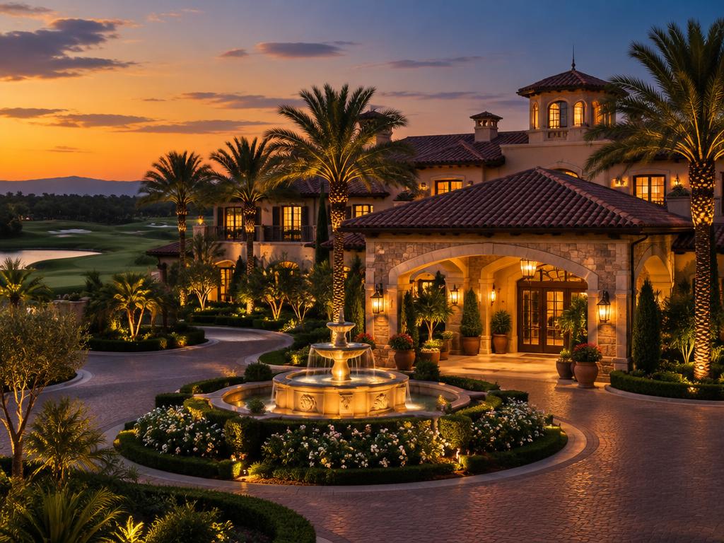 Rosen Shingle Creek resort entrance at dusk